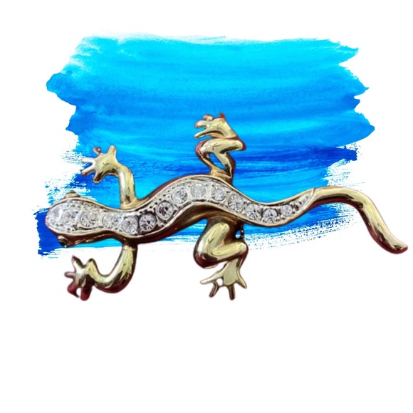 Vintage gold toned lizard brooch - Picture 1 of 2